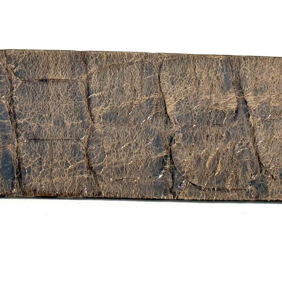 Talbots‎ Brown Leather Crocodile Embossed Belt Gold Rectangle Buckle Size Medium - Picture 15 of 16